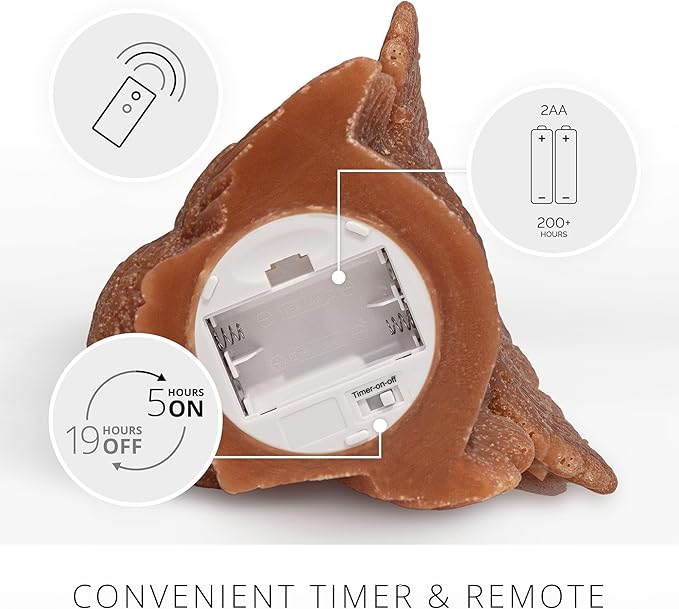 Luminara Flameless Fall Harvest Decor - Turkey Figural LED Candle Natural Color, Adobe, 5.3" x 7.5" Real Wax Moving Flame Battery Operated w/Timer