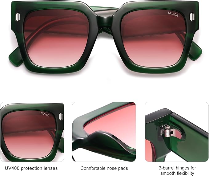SOJOS Vintage Oversized Square Sunglasses for Women,Retro Womens Luxury Big Large Sun Glasses UV400 SJ2194