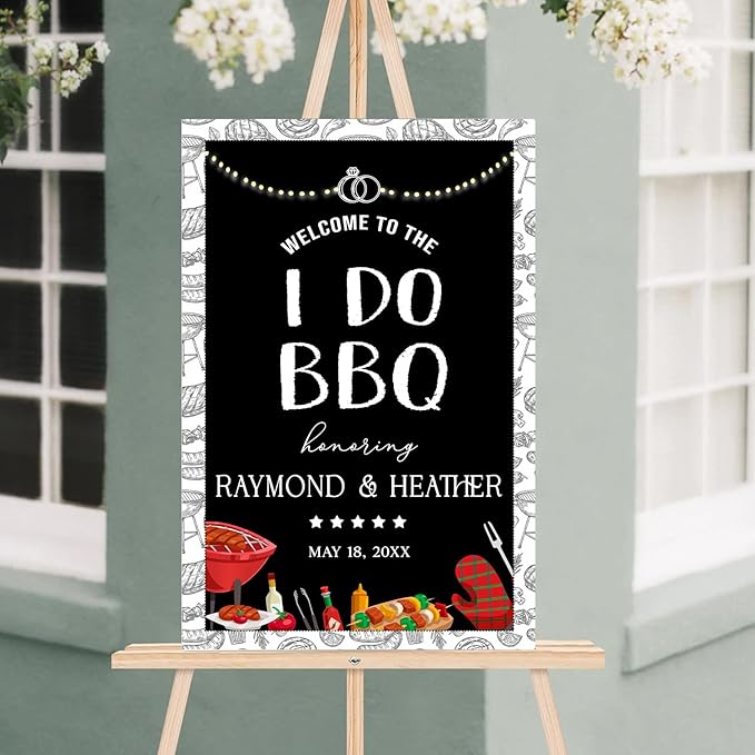 Personalized I Do BBQ Welcome Sign, Welcome Sign For BBQ Rehearsal Dinner, I Do BBQ Wedding Shower Sign, BBQ Engagement Party Sign, Couples Shower BBQ Sign, I Do BBQ Decorations
