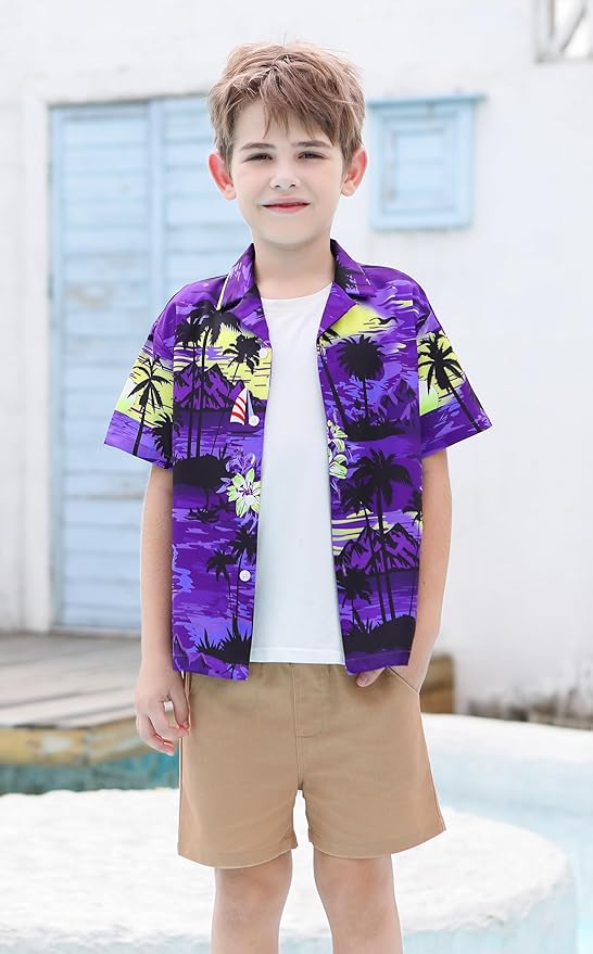 Cromoncent Matching Hawaiian Outfits for Family, Dad and Son Matching Luau Beach Tropical Shirts Mommy Daughter Tropical Sets