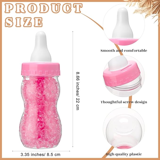 Roowest 512 Pcs Baby Shower Games Guess How Many Pacifiers Sign 100 Small Guessing Games 10 HB Pencils 750ml Milk Bottle 400 Acrylic Pacifiers Decoration for Guest Gender Reveal(Pink,Boho)