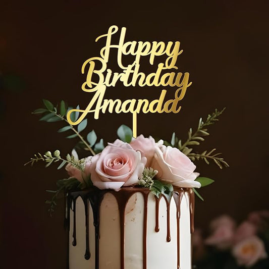 Custom Birthday Cake Topper Personalized Name Cake Decoration Acrylic Happy Birthday Cake Topper (Handmade)