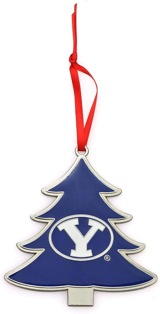 BYU Cougars (Brigham Young University) Tree Shaped Metal Christmas Ornament