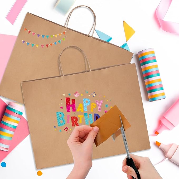 MESHA Gift Paper Bags 6000 PACK 16x6x12 Brown Large Shopping Kraft Bags Bulk with Handles Reusable for Business,Grocery,Birthday,Wedding,Kids Party,Favors