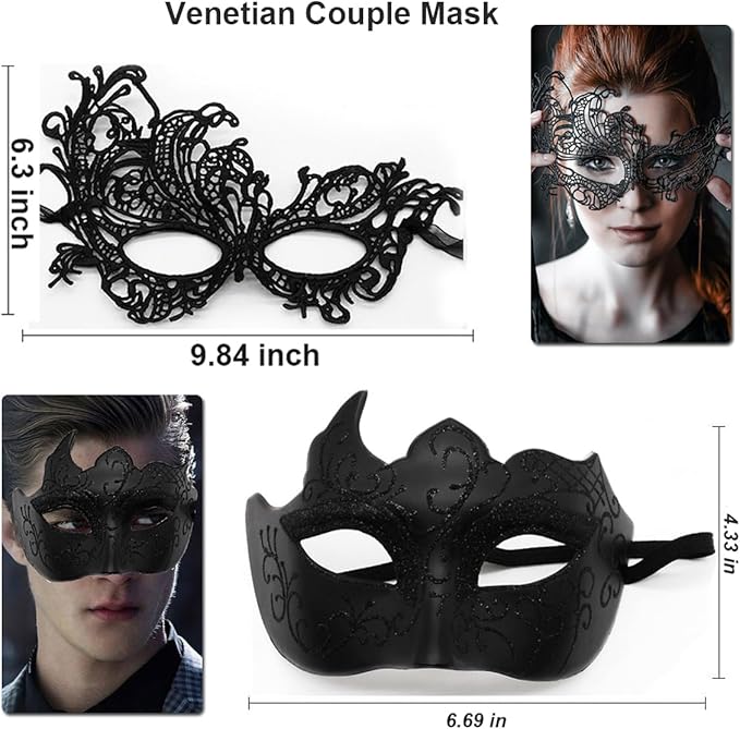 Masquerade Masks for Women Men Couple Lace Eye Mask for Venetian Carnival Halloween Party Ball Prom Costume Mardi Gras