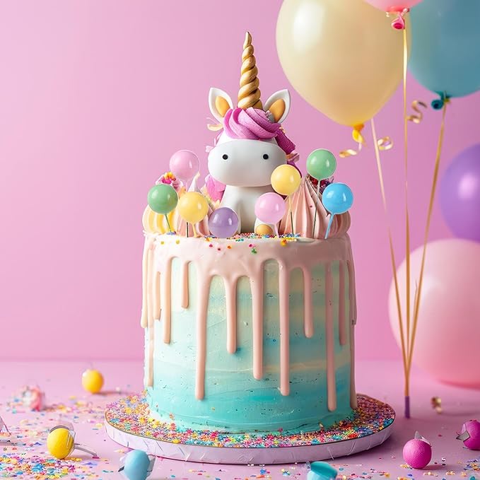 Sieral 40 Pcs Mini Balloon Cake Toppers Colorful Rainbow Topper Round Clay Balls Cupcake Toppers for Birthday Baby Shower Wedding Party Decorations (Pastel Rainbow,Foam)