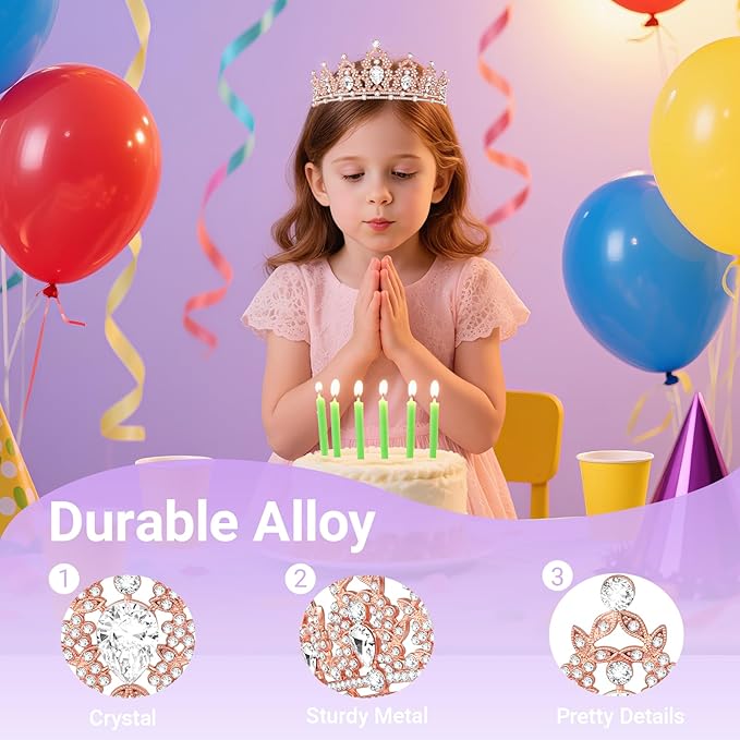 Tiara Crown for Women, Queen Tiara for Birthday Prom Bridal Party Custome Rose