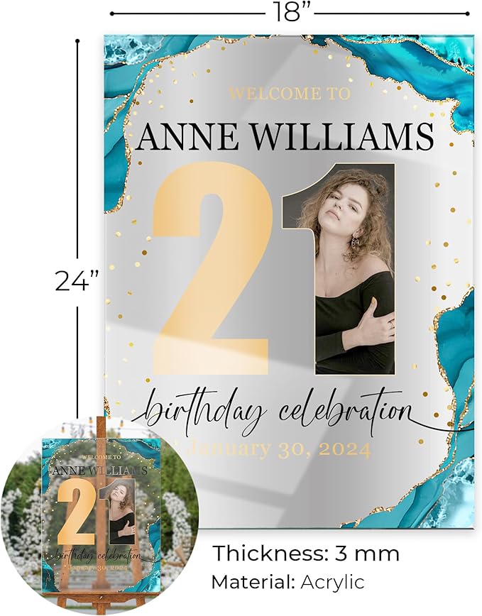18"x24" Custom Welcome Sign for Party, Personalized Welcome Sign for Birthday Party, Custom Sign in Acrylic, Foam Board, or Coroplast Welcome Signs B (Design B)