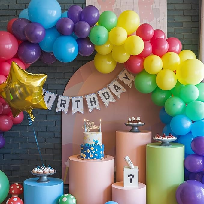 Red Blue Green Yellow Balloon Kit, Game Balloon Red Blue Green Yellow Balloon 3 PCS Star Balloons for Game Theme Birthday Birthday Party Supplies