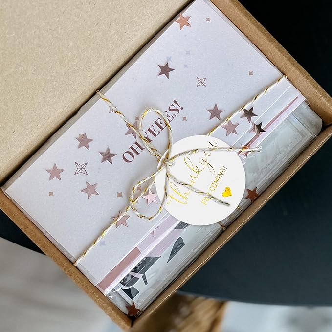 G2PLUS Thank You Tags, 100PCS Thank You for Coming Tags, 2'' Round Gift Tag, White Paper Gold Foil Gift Tag with String for Wedding, Birthday Party Favors