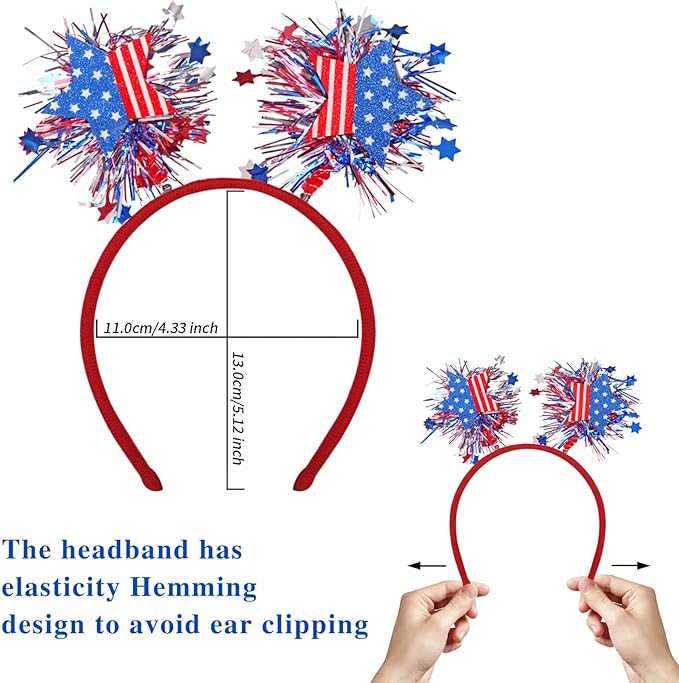 Red White Blue Patriotic Face Glitter & USA Star Headband Set,4th of July Hair Glitter Accessories,Blue Body Glitter Makeup,Fourth of July Outfits for Women Girls Kids