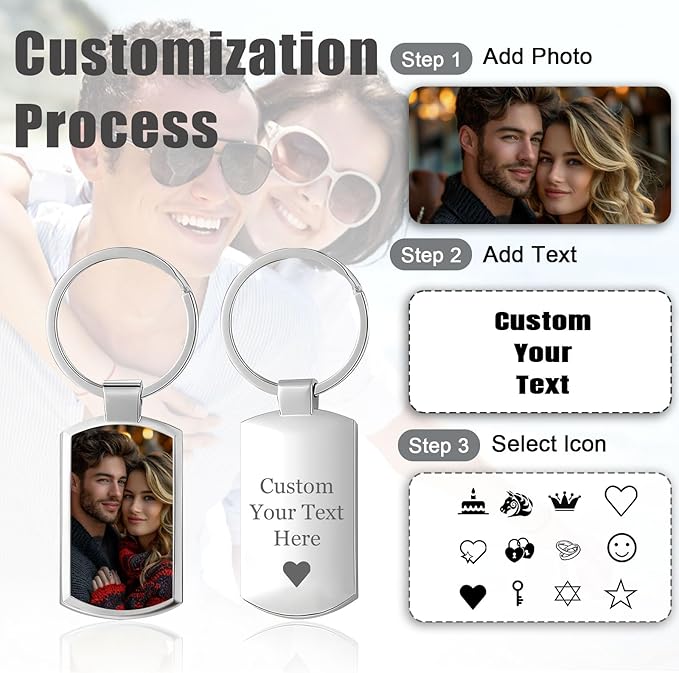 Customized Double Sided Keychain - Personalized Engraved Text/Number/Name Keychain, Custom Key chain Gift for Boyfriend