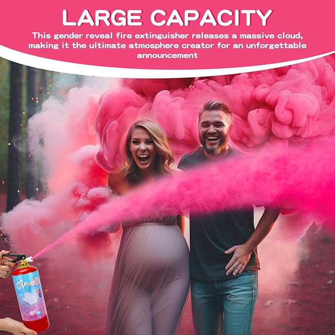 Gender Reveal Fire Extinguisher, 2 Pack Girl Gender Reveal Ideas Party Decor, Biodegragable Gender Reveal Party Supllies (Extra Large)