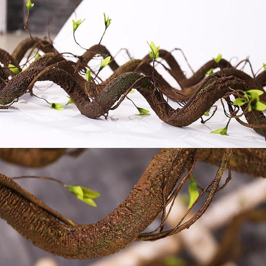 Bendable 63in Artificial Tree Twigs Cane Wood Vine Branches Fake Plants Trunk Garland with Leaves for Home Wedding Garden Wall Hanging Mantel Christmas Thanksgiving Day Decoration