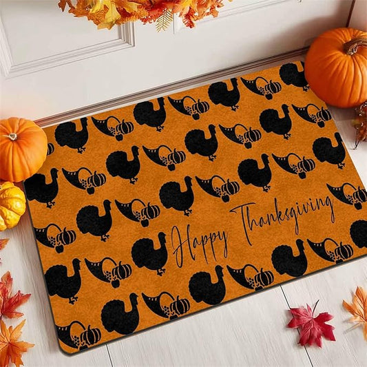 Fall Welcome Maple Leafs Decorative Door Mat, Autumn Thanksgiving Doormat for Indoor Outdoor Entrance Floor Mats,Fall Pumpkins Non Slip Harvest Vintage Decor Rubber Welcome Mats 16" x 24" Inch