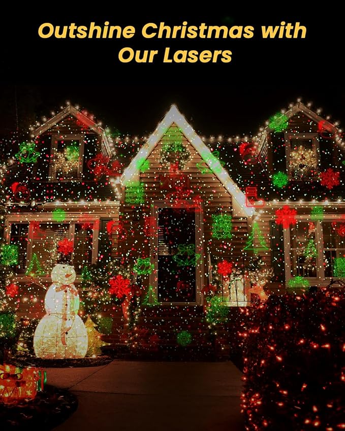 Christmas Projector Lights Outdoor, 9 High-Definition Patterns Laser Light Projector with Remote and Timer, Party Lights for Indoor Outdoor Garden Holiday Decoration Halloween New Year