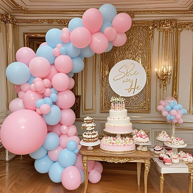 Light Pink Balloons 125 pcs Different Sizes of 8 12 10 5 Inch Pastel Baby Pale Pink Balloon Arch Kit Garland for Princess Birthday Baby Shower Gender Reveal Valentine's Day Party Decoration