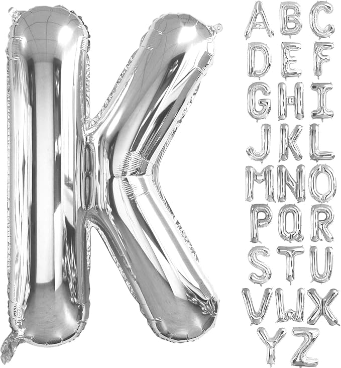 Lovoir 40 Inch Large Silver Letter K Balloons Big Size Jumbo Mylar Foil Helium Balloon for Birthday Party Celebration Decorations Alphabet Silver K