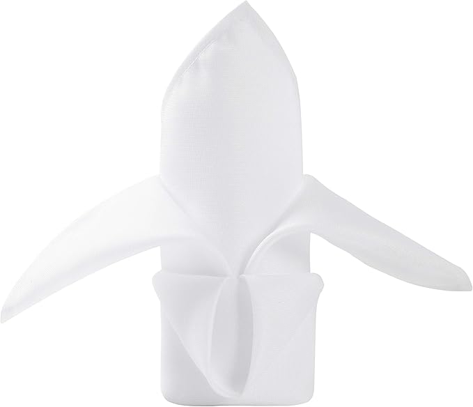 50pcs Polyester Cloth Napkins - 17 x 17 inch White Dinner Washable Napkins with Hemmed Edges for Restaurant/Wedding/Hotel(50,White)