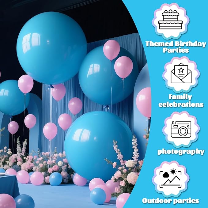 KAWKALSH Light Blue Balloons 9pcs 36 Inch Extra Large Big Jumbo Giant Baby Sky Aqua Blue Balloons for Graduation Baby Shower Gender Reveal Weddings Birthday Party Decorations