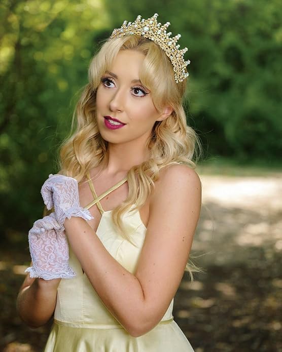 SWEETV Crystal Wedding Tiara for Women, Royal Queen Crown Headband, Rhinestone Princess Hair Accessories for Prom Birthday