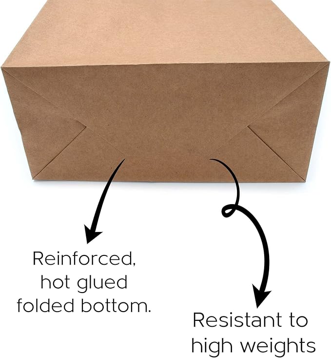 JET PAPER BAGS - 8”x4”x9” Inch [25 Pcs] Brown Paper Bags with Handles Prime for Takeout, Grocery, Goody, Retail, Party, Gifts, Weddings - Recyclable Kraft Paper Gift Bags with Handles