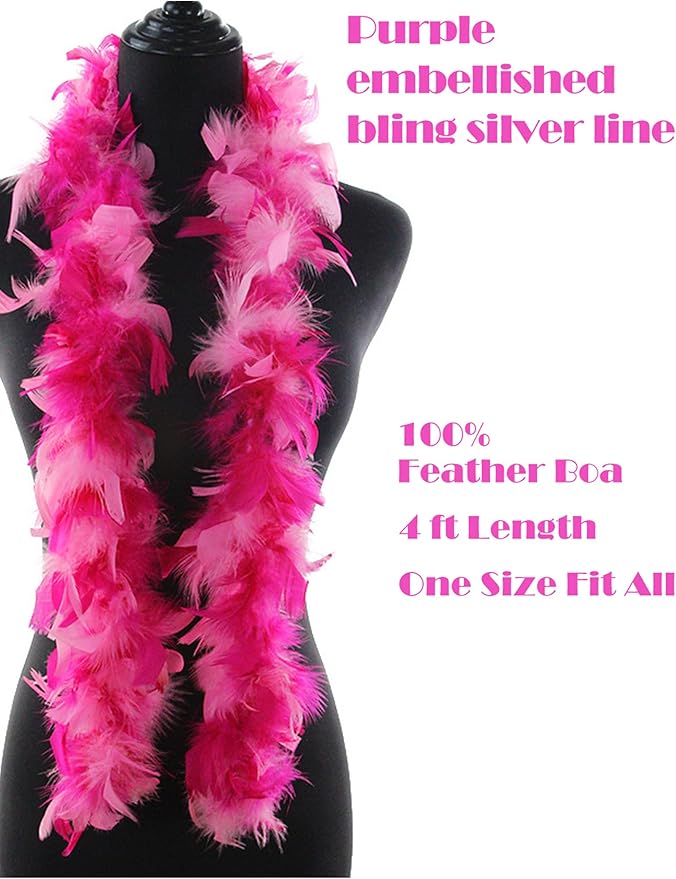 Feather Boa with Heart Rimless Sunglasses,4 ft Feather Boa for Bachelor Party Halloween Christmas Costume Accessory
