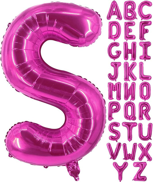 Lovoir 40 Inch Large Hot Pink Letter S Balloons Big Size Jumbo Mylar Foil Helium Balloon for Birthday Party Celebration Decorations Alphabet Hot Pink S