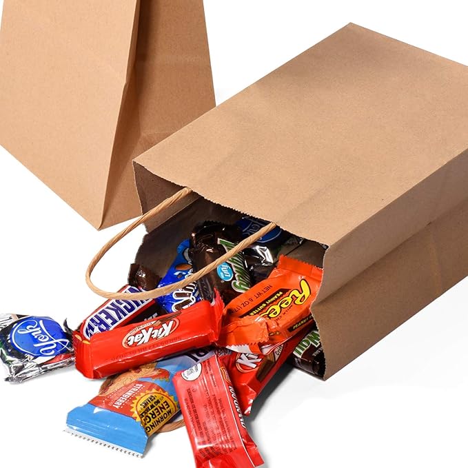 MESHA Gift Bags 10X5X13'' 500 Pack,Large Brown Paper Bags with handles bulkfor Small Business