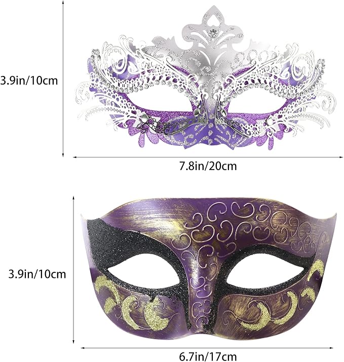 Coddsmz Couple Masquerade Mask Set - Venetian & Mardi Gras Mask for Women & Men