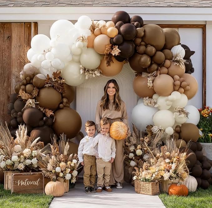 Brown Nude Balloon Arch Kit - Double Stuffed Neutral Blush White Sand Balloon Garland Latex Coffee Tan Cream Color for Baby Shower Birthday Fall Boho Woodland Bear Wedding Thanksgivng Party Decor