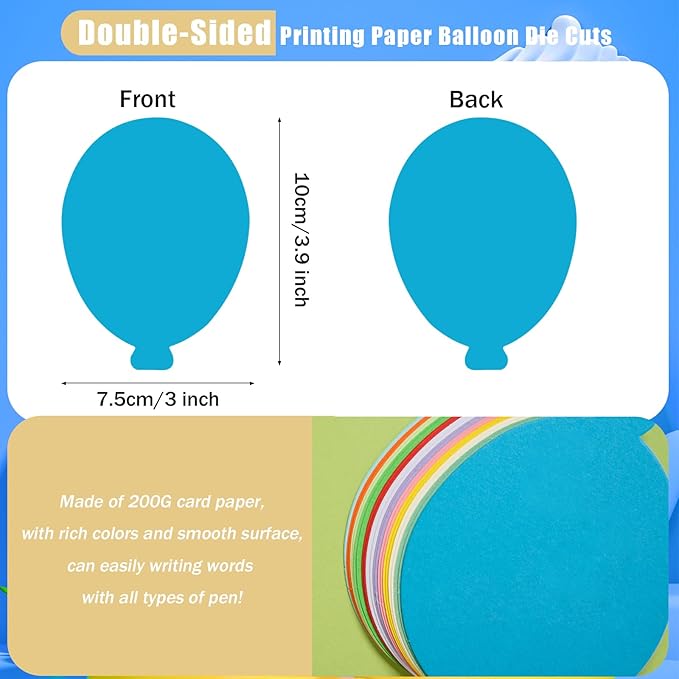 360 Pcs Balloons Paper Balloon Cutouts 3.9 Inch Assorted Colors Die-Cut Hot-Air Balloon Shapes for Classroom Bulletin Boards, DIY Crafts, Party & Office Decoration