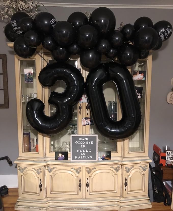 Smlpuame 40 inch Number Balloon 0-9 Black Large Number 3 Balloons,Digital Balloons for Birthday Party Celebration Decorations Supplies, Helium Foil Number Balloons for Wedding Anniversary