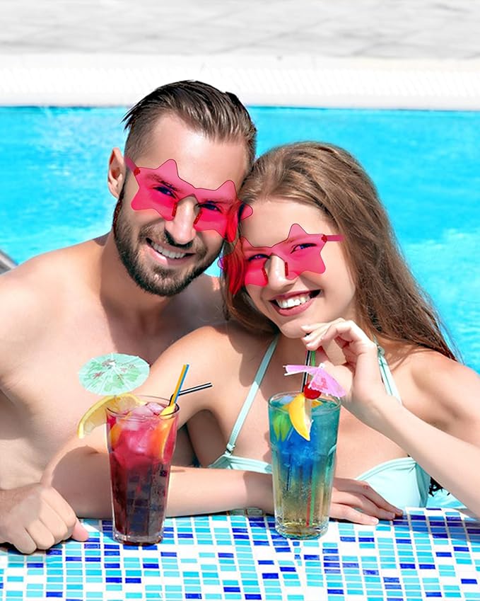 40 Pairs Rimless Star Sunglasses Bulk Wholesale Transparent Candy Color Star Glasses for Women Men Party Favors
