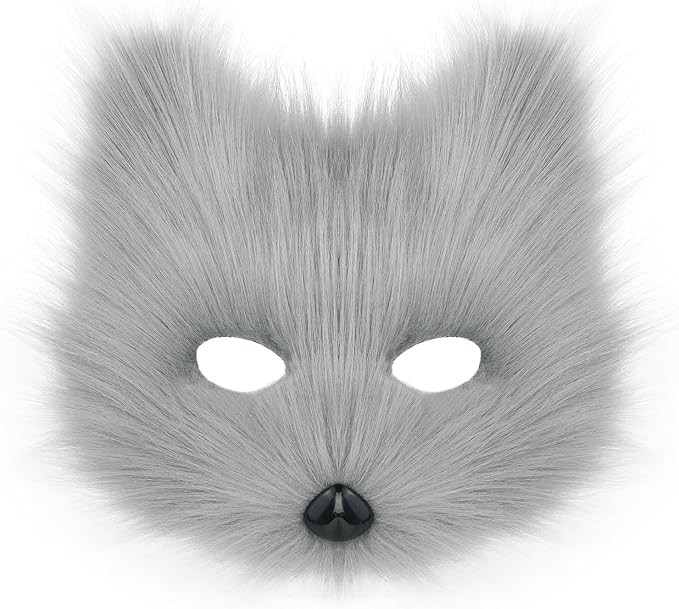 Animal Fox Wolf Mask Halloween Party Cosplay Costumes Props Plush Cat Half Face Masks Carnival Christmas Masquerade