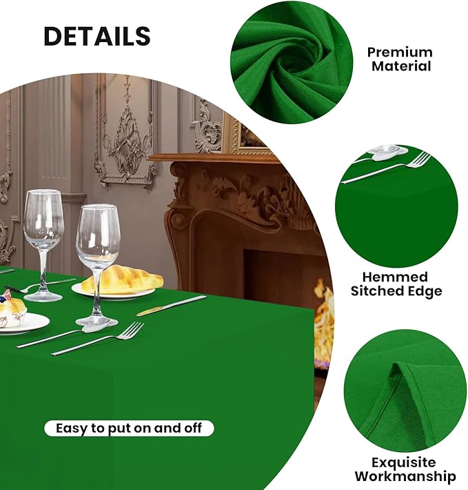 Ascoza 2 Pack Fitted Tablecloth for 6 Foot Rectangle Tables 72 x 30 Inch Emerald Table Covers Water Resistant Polyester Table Cloth for Wedding, Parties,Display, Trade Show (Emerald)