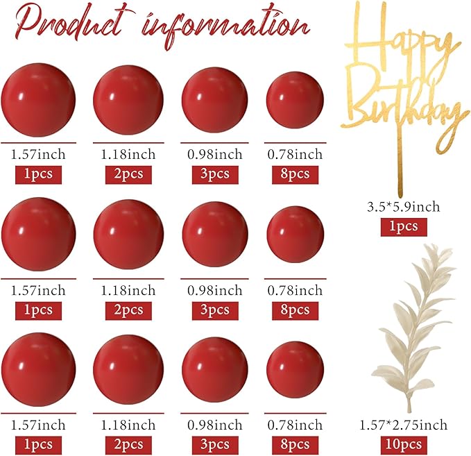 MIAHART Ball Cake Toppers Boho Grass Cake Topper Ball Cake Insert Decoration for Birthday Wedding Baby Shower Party Decorations Boho Themed Party Supplies (Red)