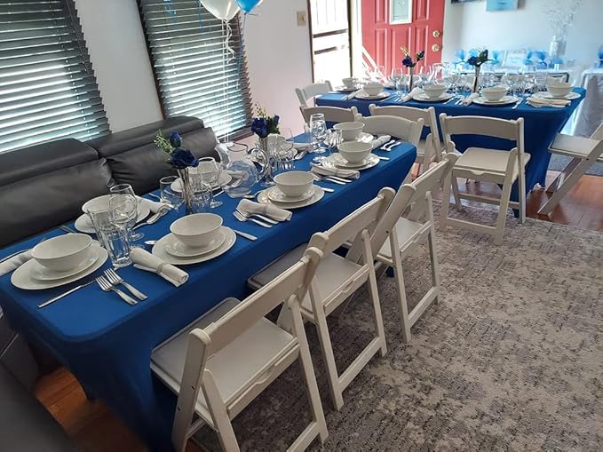 FORLIFE 4Pack Spandex Table Covers，Fitted Tablecloth for Rectangular Tables, Stretch Patio Table Covers, Universal Spandex Table Cover for Wedding, Banquet, Party (6ft, Royal)