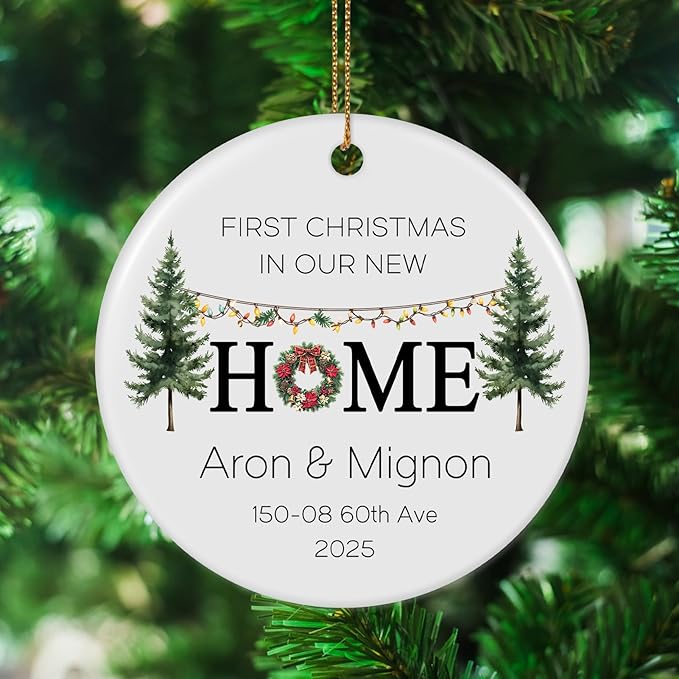 Personalized First Christmas in Our New Home Ornament 2025, Housewarming Gifts New House Photo Christmas Ornaments Christmas Tree Decoration, House Warming Gifts for Couples Owners Men Women