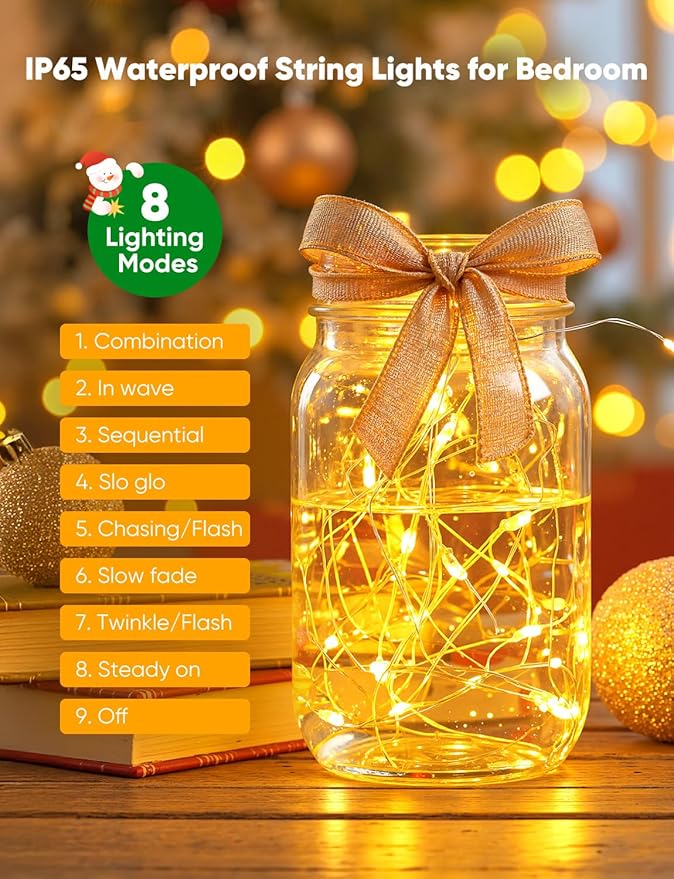 Minetom 12 Pack Fairy Lights Battery Operated String Lights, 8 Modes & Timer, 7ft 20LED Waterproof Silver Wire Twinkle Lights, Firefly Starry Moon Lights for Mason Jars DIY Christmas Wedding Party