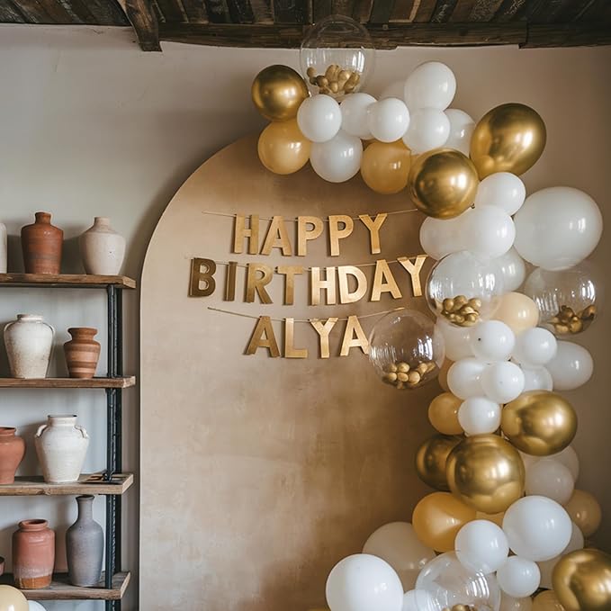 Nude White Gold Balloons, 50pcs Beige Neutral Balloons, Retro Nude Cream White Double Stuffed Gold Balloons for Boho Wedding Birthday Party Bachelorette Baby Shower Gender Reveal Decorations