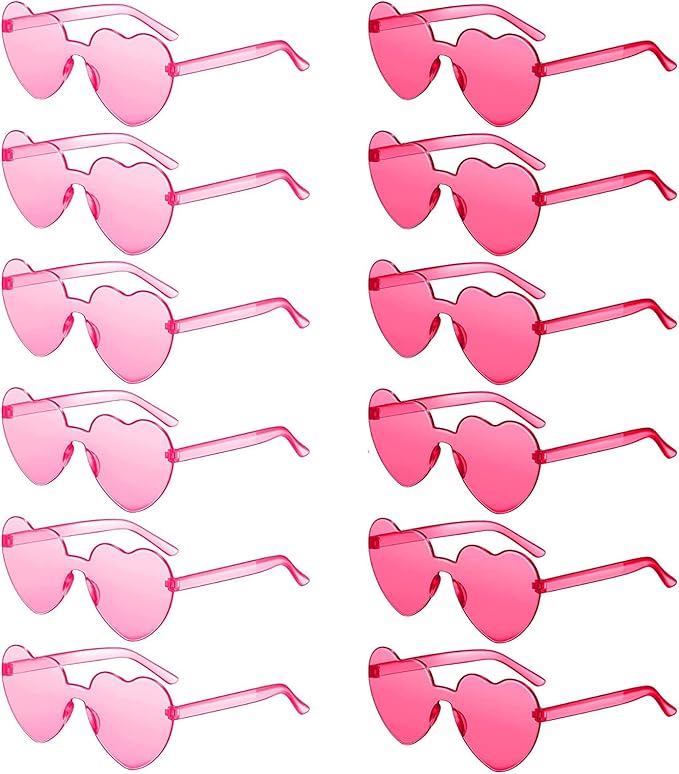 LEFIMOT 12 Pairs Heart Sunglasses for Women Heart Shaped Sunglasses Bulk Colorful Heart Glasses for Party Favor