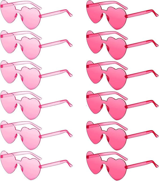 LEFIMOT 12 Pairs Heart Sunglasses for Women Heart Shaped Sunglasses Bulk Colorful Heart Glasses for Party Favor
