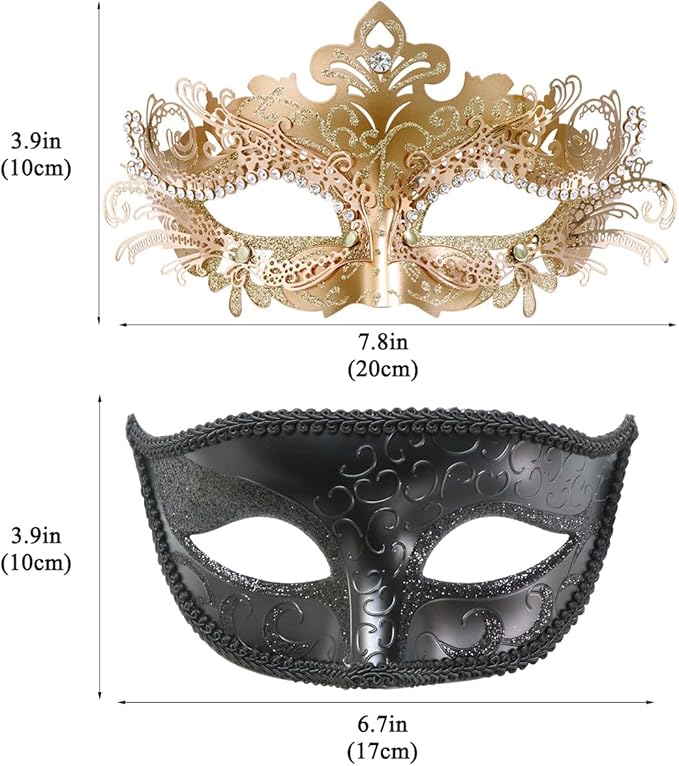 Coddsmz Couple Masquerade Mask Set - Venetian & Mardi Gras Mask for Women & Men