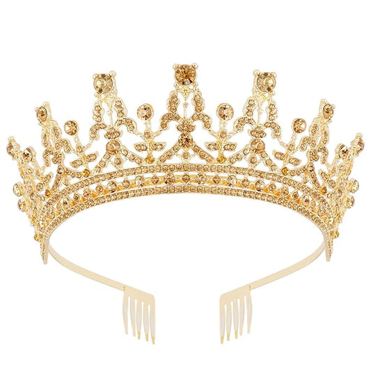 COCIDE Gold Tiara for Women Crystal Crown for Women Rhinestones Queen Hair Accessories for Bride Wedding Birthday Party Bridesmaids Bridal Prom Halloween Costume Cosplay Christmas Gift…