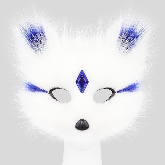 Animal Fox Wolf Mask Halloween Party Cosplay Costumes Props Plush Cat Half Face Masks Christmas Masquerade