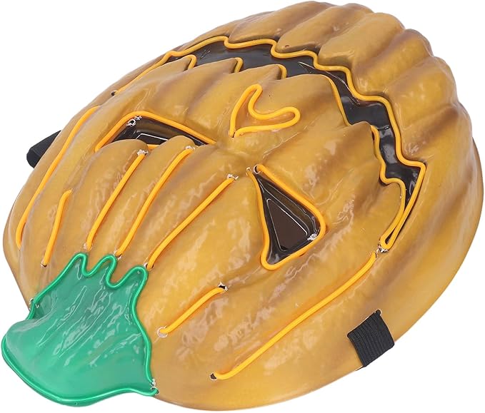 LED Pumpkin Face Cover, Adjustable Glowing PVC Facial Mask with 3 Light Modes and Battery Box, for Halloween Party Cosplay Stage Performance
