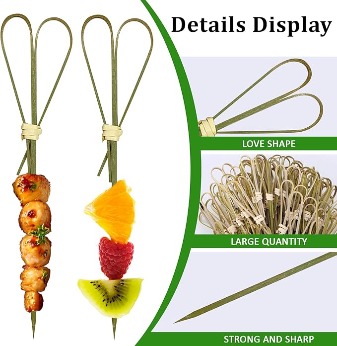 1000 Pieces Bamboo Cocktail Picks,4.7 Inch Heart Shaped Wooden Toothpicks for Appetizers, Skewers for Charcuterie Boards, Fancy Food Picks for Parties, Drinks, Wedding Essentials (Cyan)