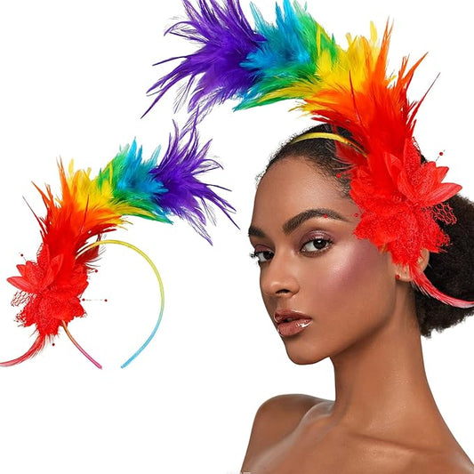 Feathers Fascinator Headband 1920s Queen Headpiece Fascinators Hats for Women Tea Party Flower Headpiece