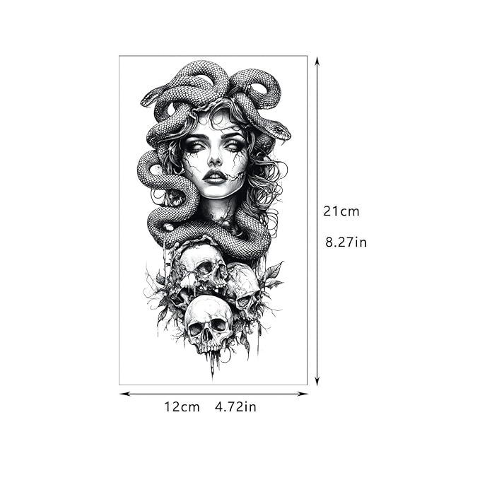 GLARYYEARS 24-Pack Half Sleeve Temporary Tattoos for Adults - Realistic 3D Halloween Cosplay, Lion, Eagle, Skull, Jesus & Greek God Gothic Designs | Waterproof Forearm Body Stickers for Men & Women